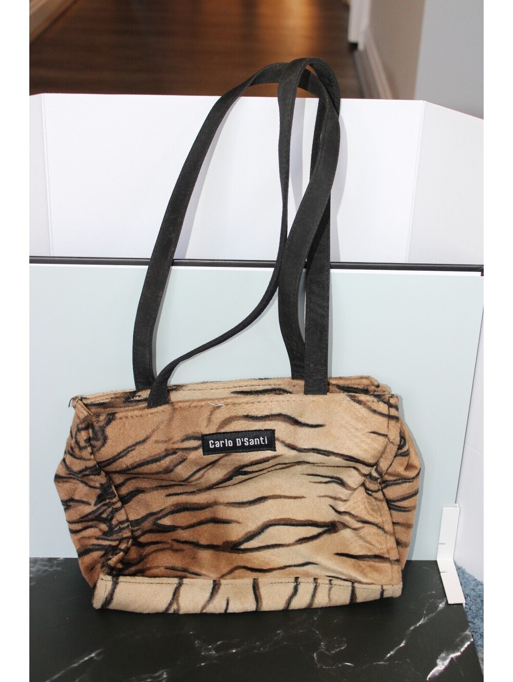 Vintage Carlo D'Santi Faux Fur Tiger Stripe Shoulder Bag Y2K